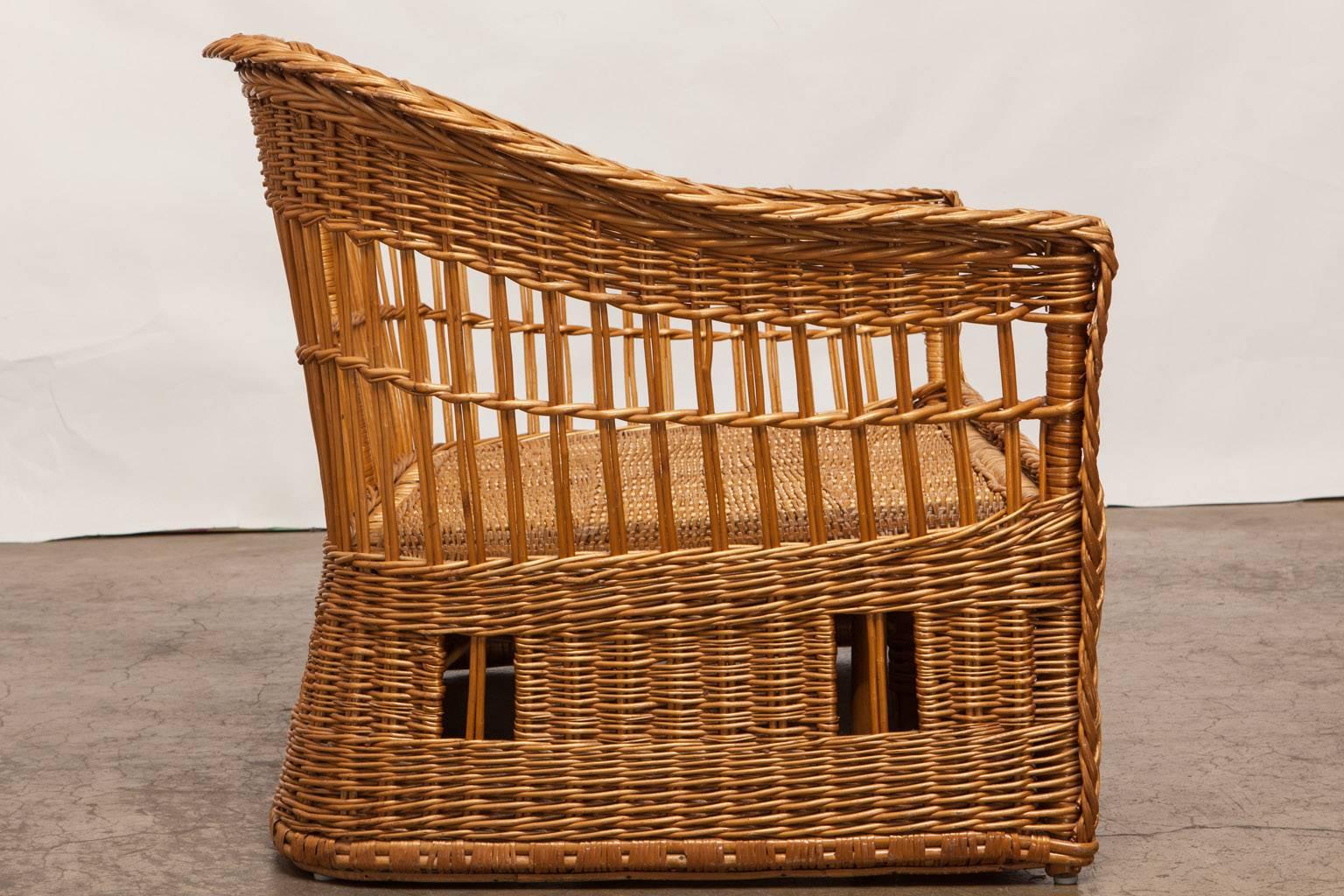 American McGuire Rattan and Stick Wicker Settee