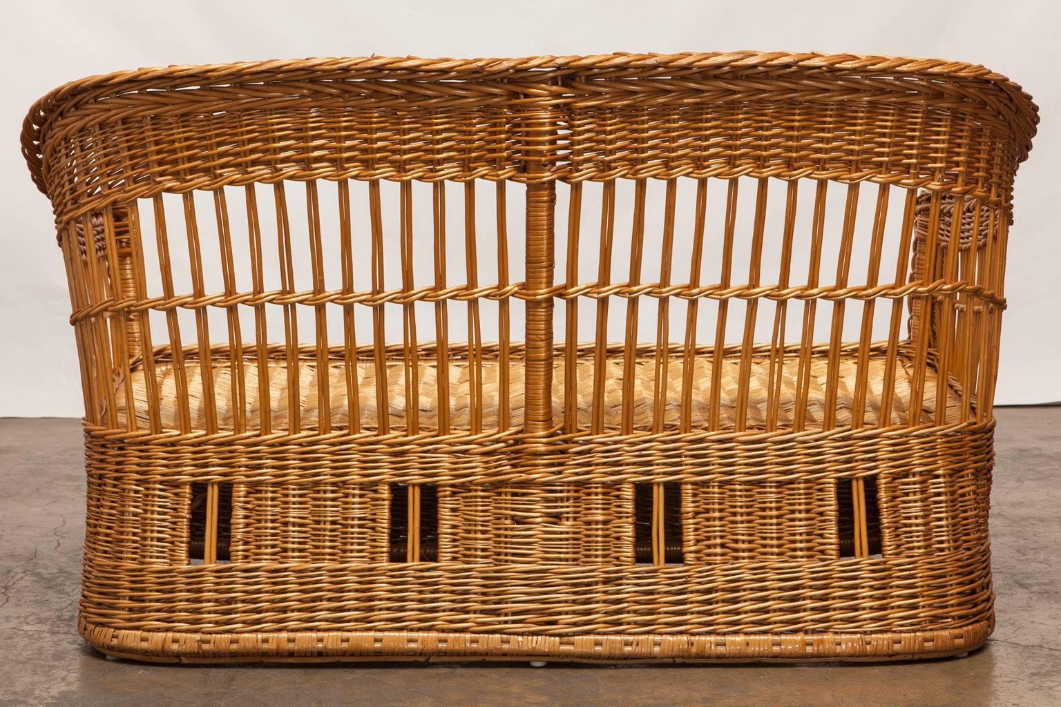 McGuire Rattan and Stick Wicker Settee 2