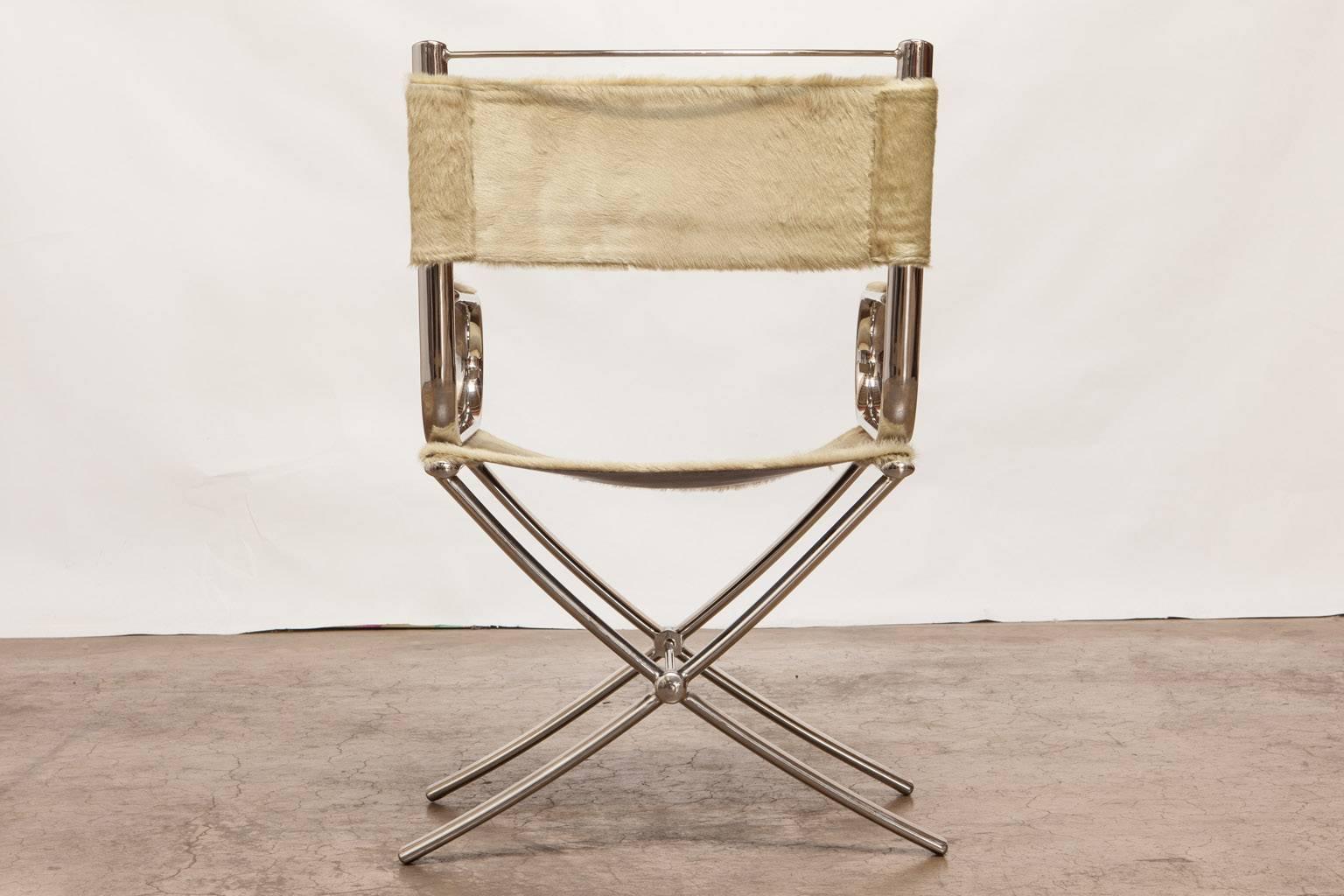 Metal Chrome and Cowhide Johnsonian Director's Chair by Eric Brand