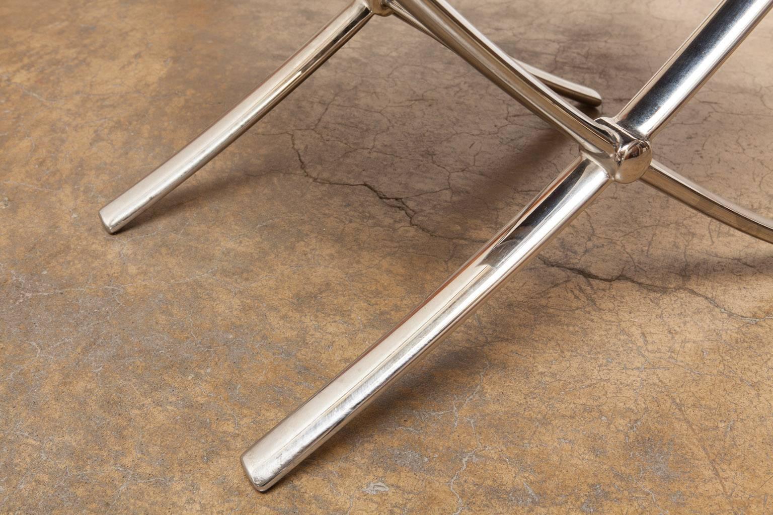 Chrome and Cowhide Johnsonian Director's Chair by Eric Brand In Good Condition In Rio Vista, CA
