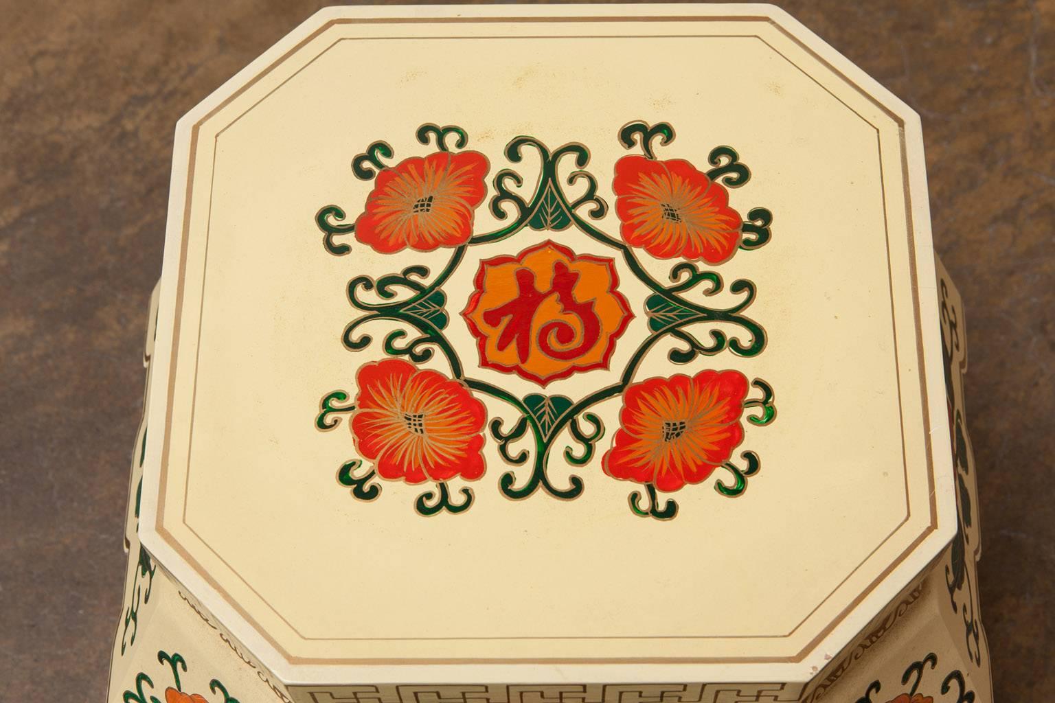 Chinese Export Chinese Lacquer Garden Stool or Plant Stand