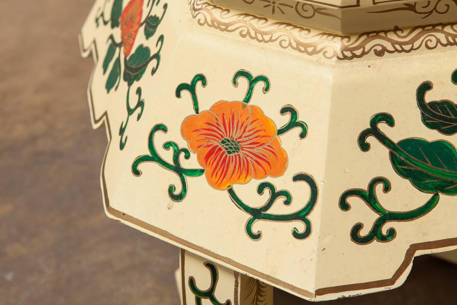 Wood Chinese Lacquer Garden Stool or Plant Stand