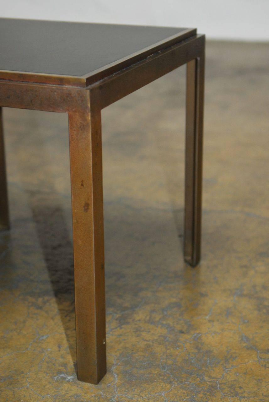 Pair of Iron Brass and Formica Side Tables In Excellent Condition In Rio Vista, CA