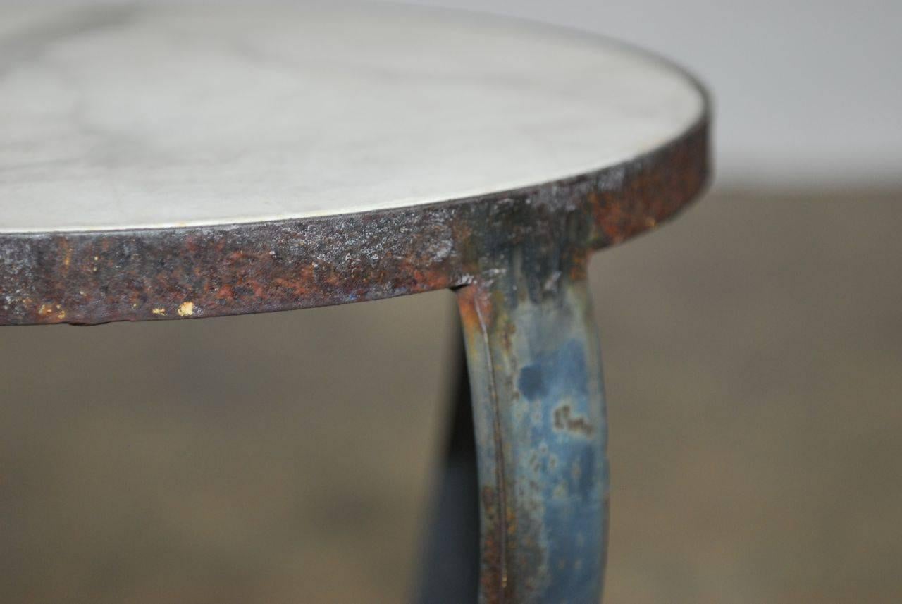 French Wrought Iron Marble Drinks Table 1