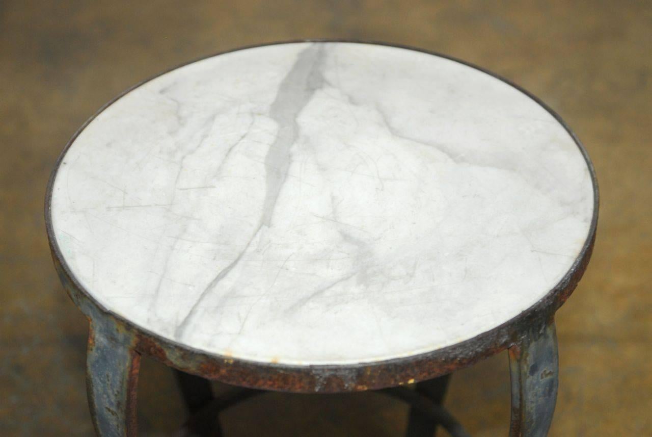 Art Deco French Wrought Iron Marble Drinks Table