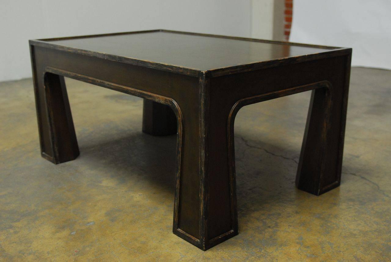 Chinese Modern Lacquered Coffee Table In Distressed Condition In Rio Vista, CA