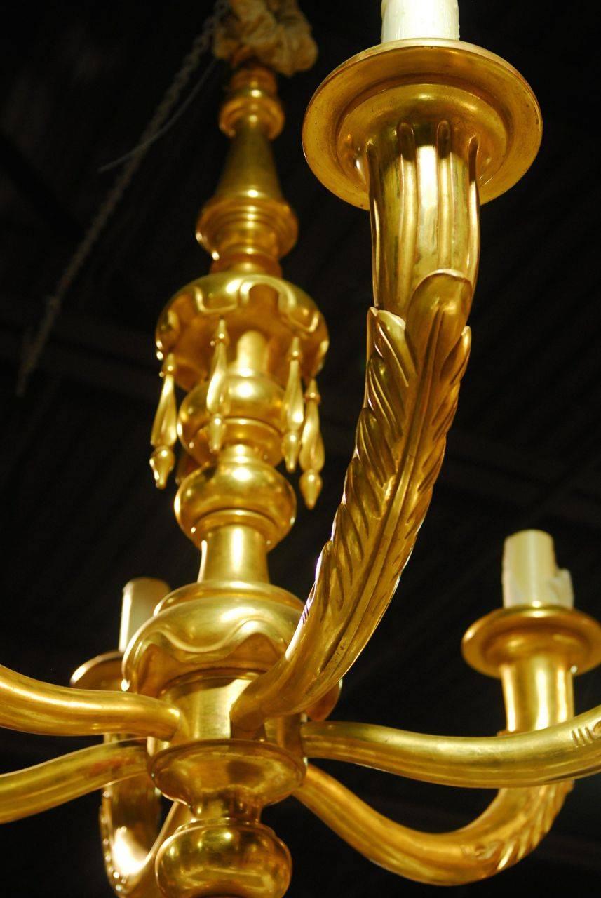 20th Century Monumental Giltwood Six-Light Chandelier by Rose Tarlow