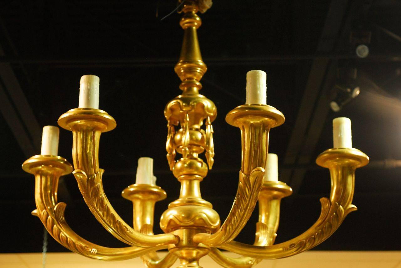 Monumental Giltwood Six-Light Chandelier by Rose Tarlow 1