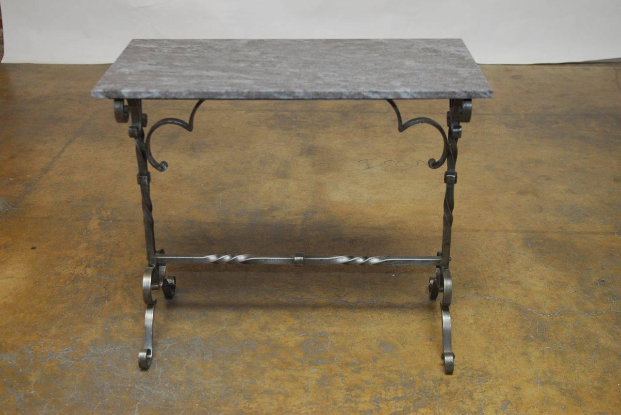wrought iron marble top table