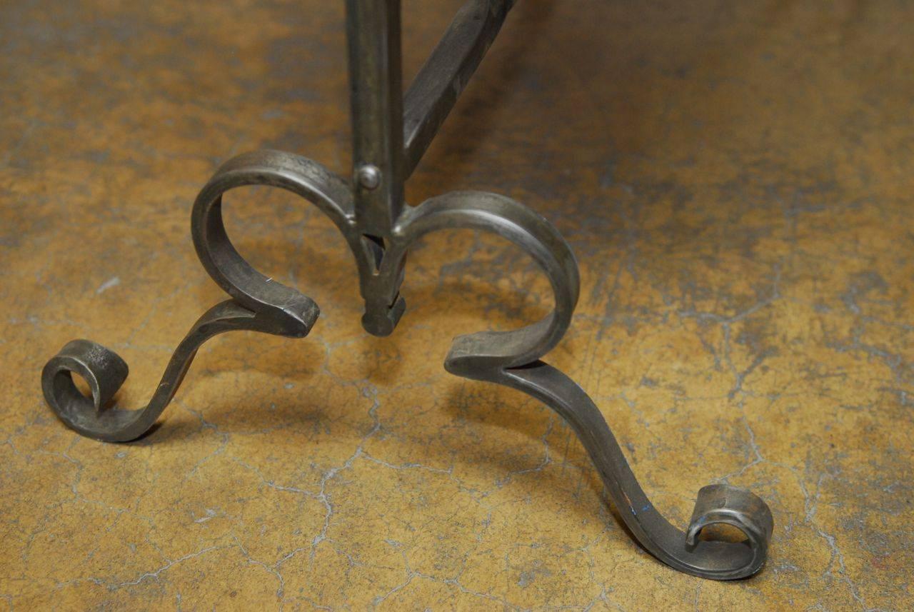 Hand-Crafted French Style Wrought Iron Marble-Top Console Table