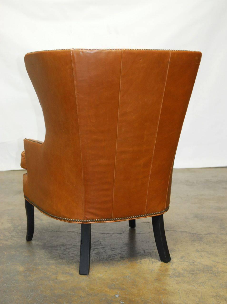 Mid-Century Style Leather Butterfly Wing Chair 1