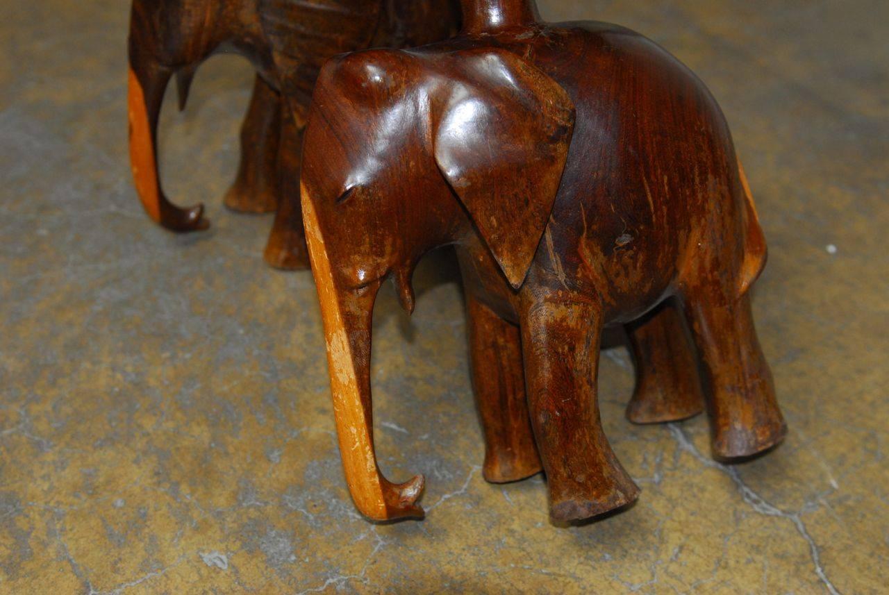 20th Century Pair of Carved Elephant Drink Tables or Stools