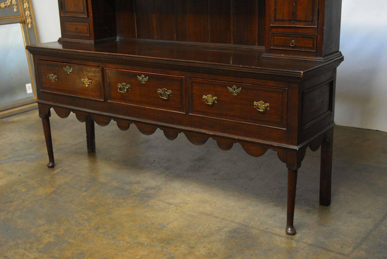 Hand-Crafted 18th Century English Oak Welsh Dresser and Rack