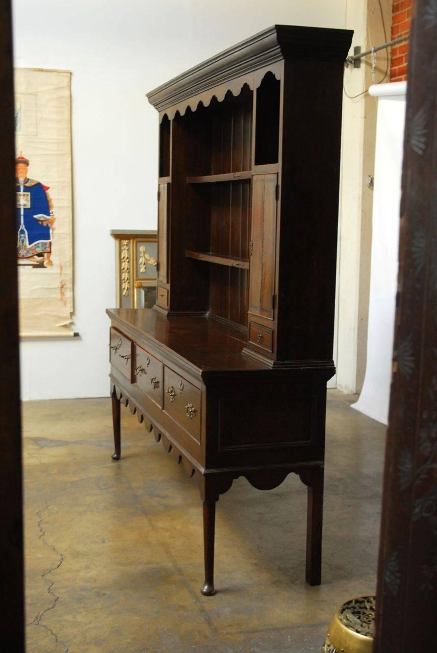 18th Century English Oak Welsh Dresser and Rack 1