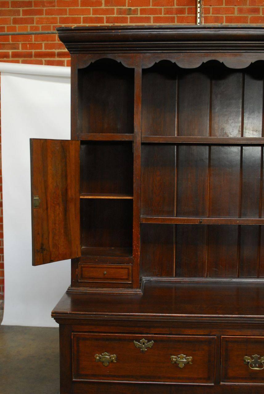 18th Century English Oak Welsh Dresser and Rack 2