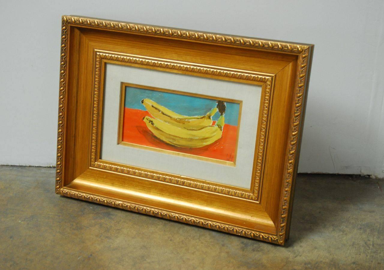 Gilt Two Bananas After Andy Warhol Oil on Board