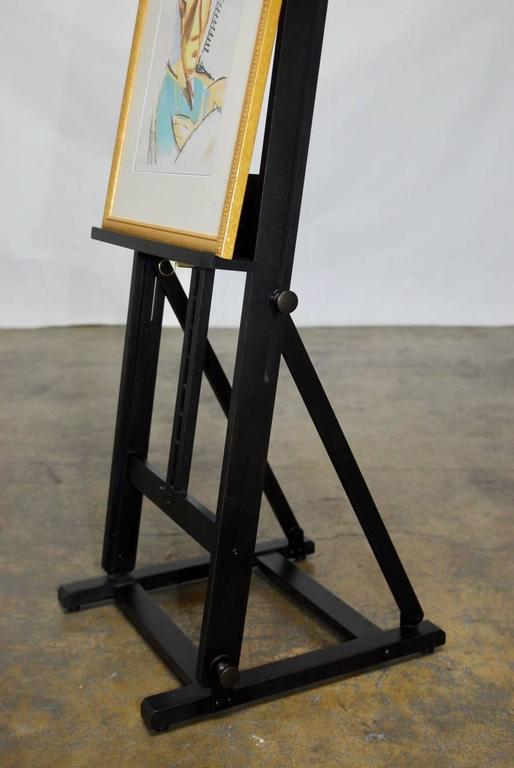 Ebonized Studio Artist's Floor Easel with Brass Light For Sale at 1stdibs