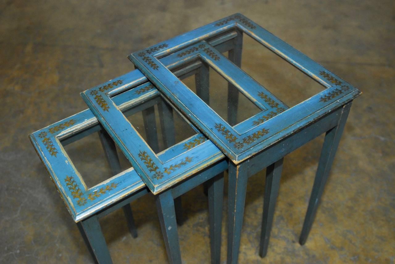 French Style Painted Nesting Tables 1