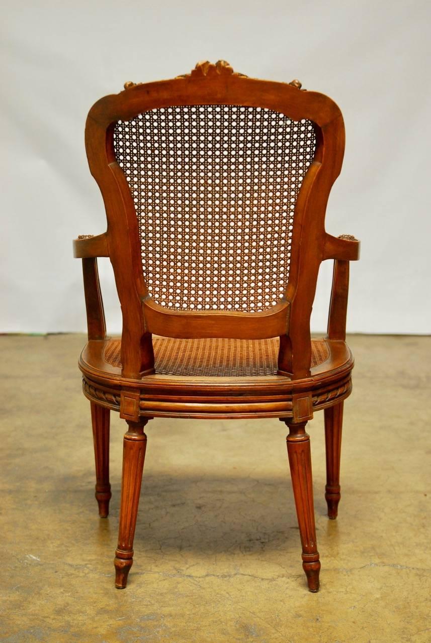 Neoclassical Louis XVI Shield Back Caned Fauteuil For Sale 2