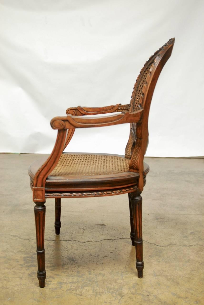 Neoclassical French, Louis XVI, Caned Fauteuil In Excellent Condition In Rio Vista, CA