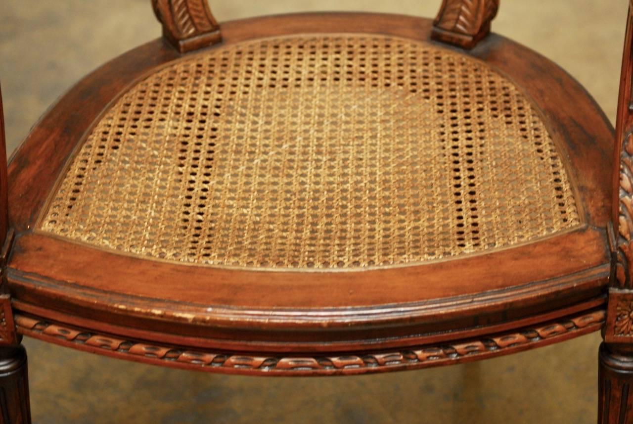 19th Century Neoclassical French, Louis XVI, Caned Fauteuil