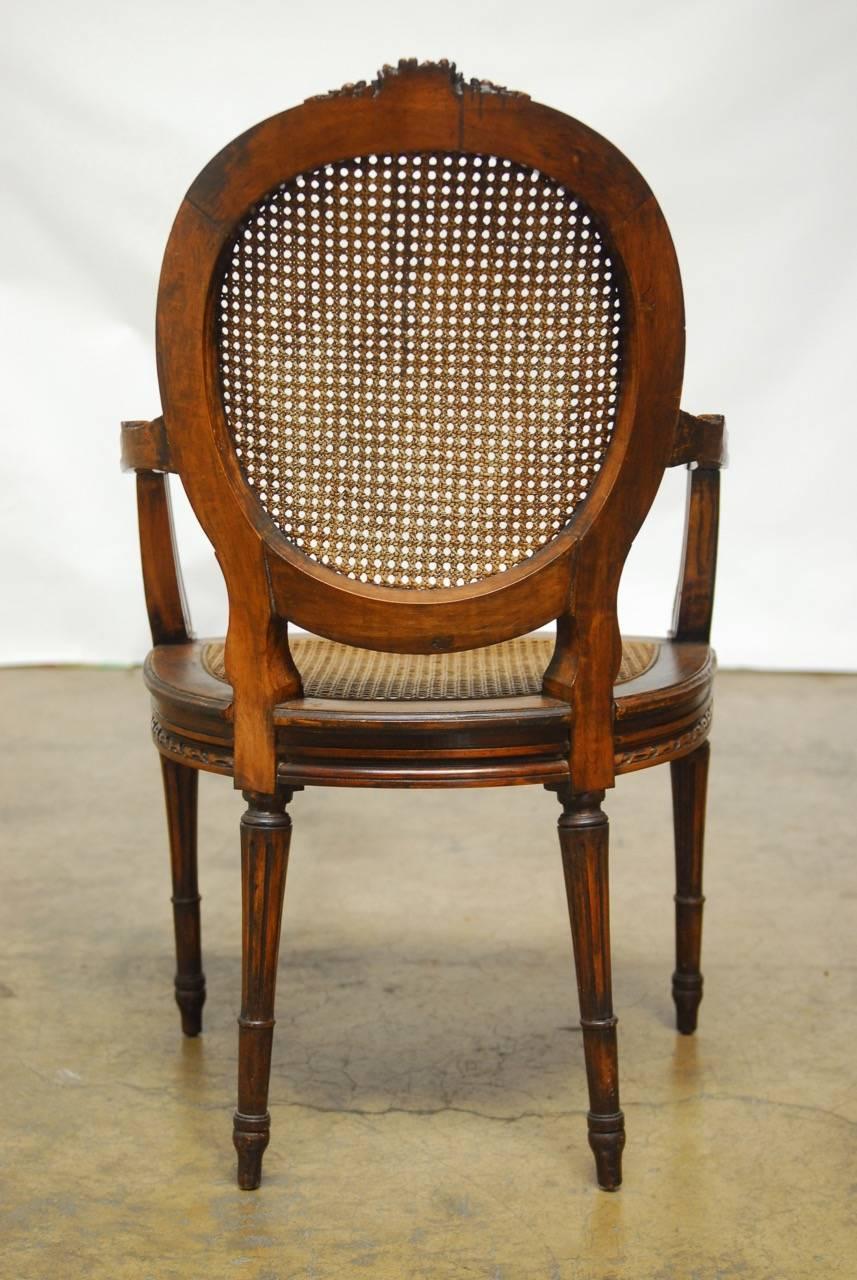 Neoclassical French, Louis XVI, Caned Fauteuil 1