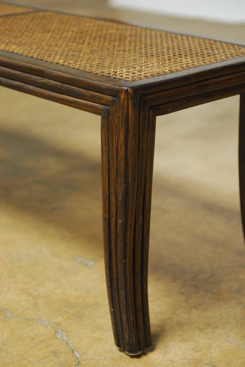 American McGuire Caned Mahogany Bench with Saber Legs
