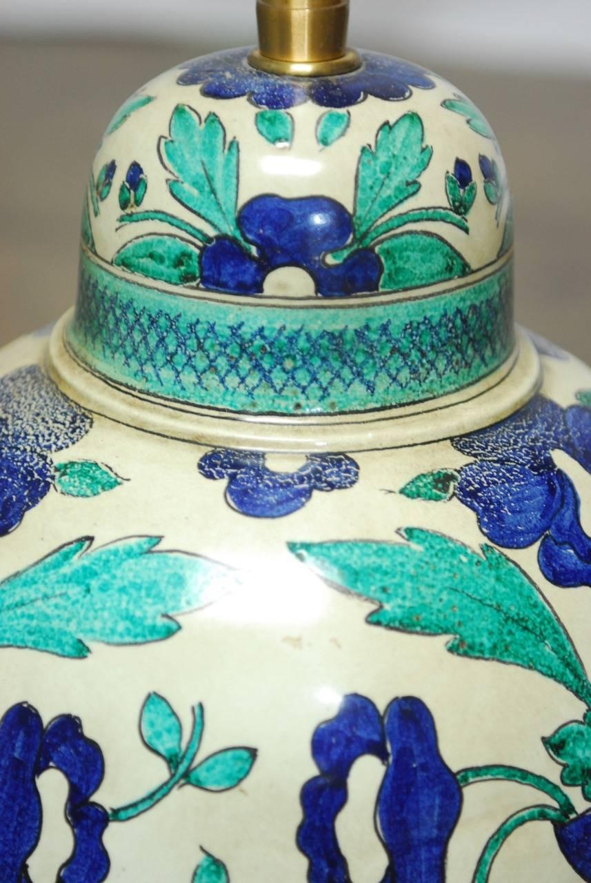 Italienische Fayence-Tischlampe aus italienischer Keramik von Marbro (Messing) im Angebot