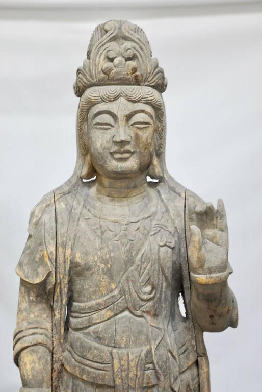 Buddhist Carved Guan Yin Bodhisattva Statue For Sale at 1stdibs