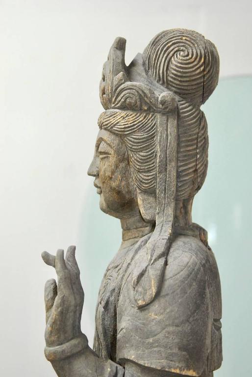 Buddhist Carved Guan Yin Bodhisattva Statue For Sale at 1stdibs