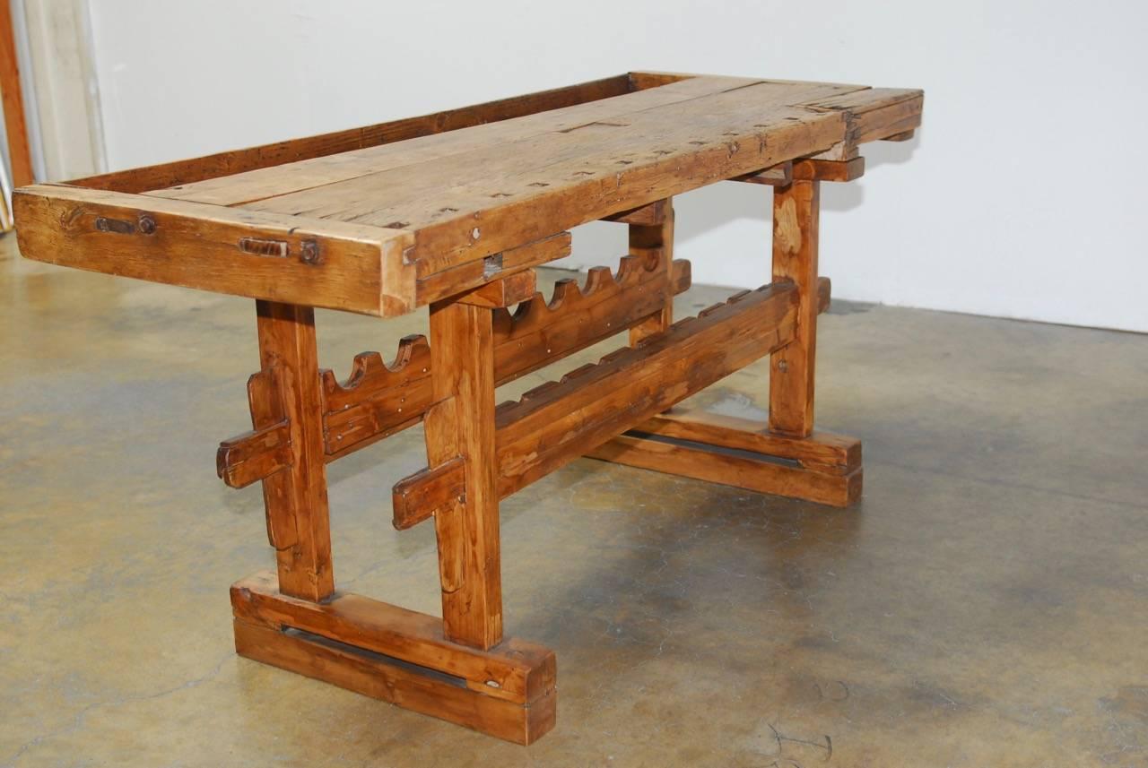 19th Century French Carpenter's Etabli Work Bench In Distressed Condition In Rio Vista, CA