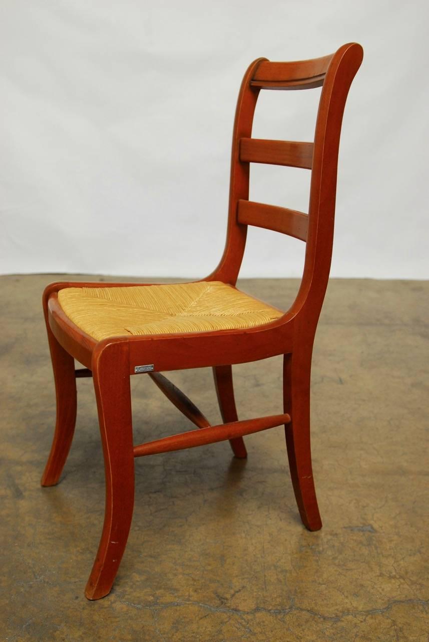 Hand-Crafted Set of 45 French Grange Rush Seat Dining Chairs