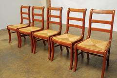 Set of 45 French Grange Rush Seat Dining Chairs