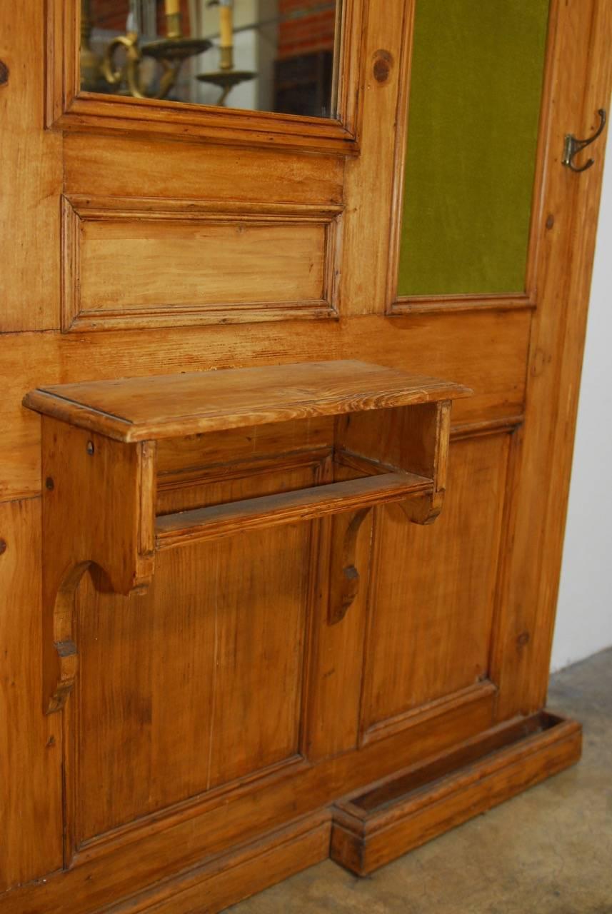 19th Century French Pine Entry Hall Stand or Coat Tree