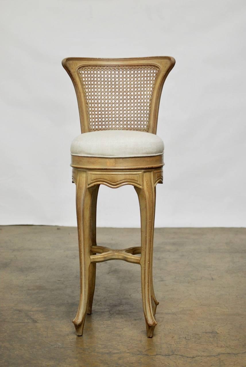 Set of Four Swedish Gustavian Style Petite Barstools In Excellent Condition In Rio Vista, CA