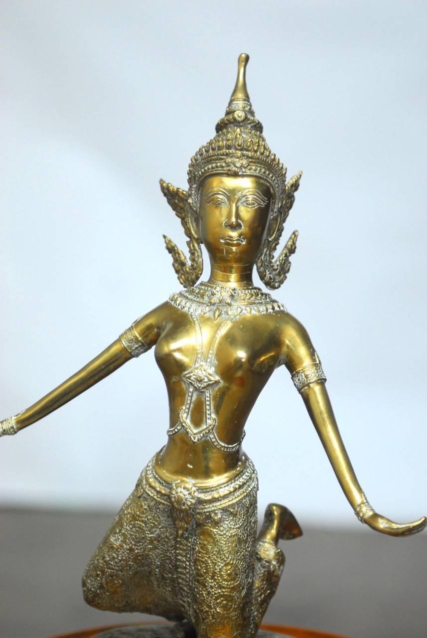 Thai Gilt Bronze Buddhist Figure of Khon Dancer In Excellent Condition In Rio Vista, CA