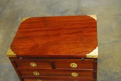English Mahogany Campaign Chest with Leather Writing Table
