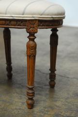 Louis XVI Oval Footstool with French Linen