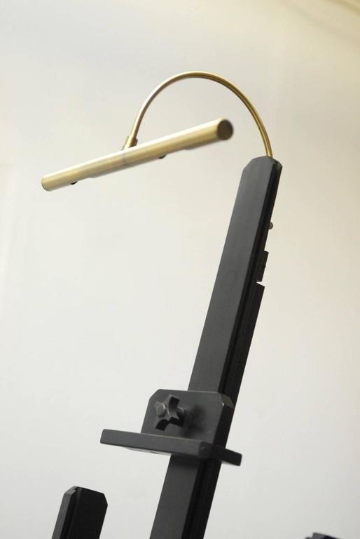 Ebonized Art Display Floor Easel with Brass Light at 1stDibs art