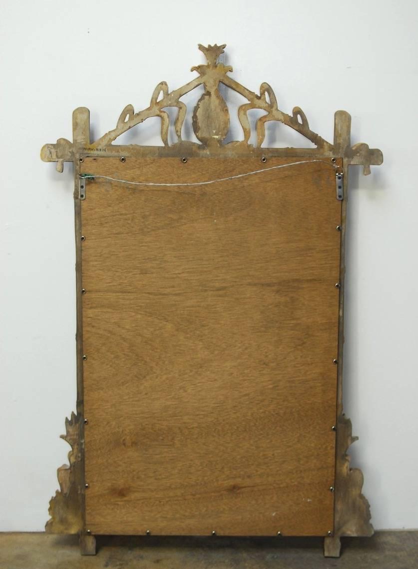 20th Century Hollywood Regency Faux-Bamboo Gilt Mirror with Pineapple