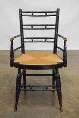 Pair of 19th Century Faux-Bamboo Hitchcock Style Armchairs