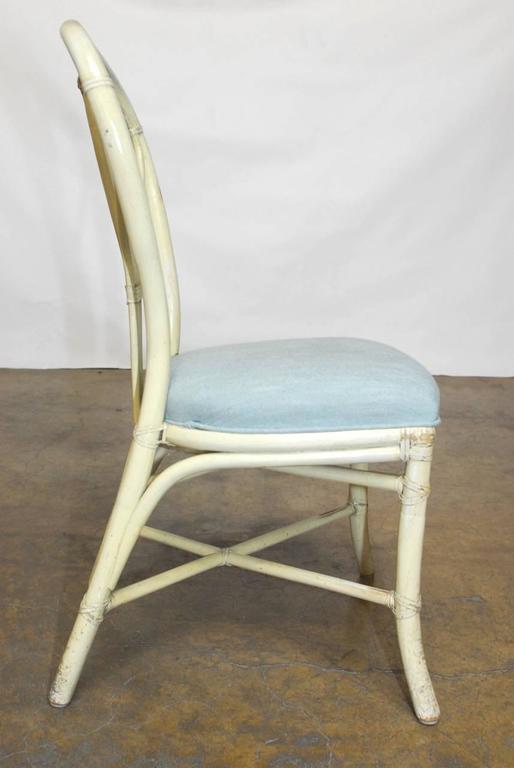 Set of Four McGuire Lacquered Rattan Bistro Chairs at 1stDibs