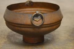 Set of Hammered Copper Urns with Ringed Handles