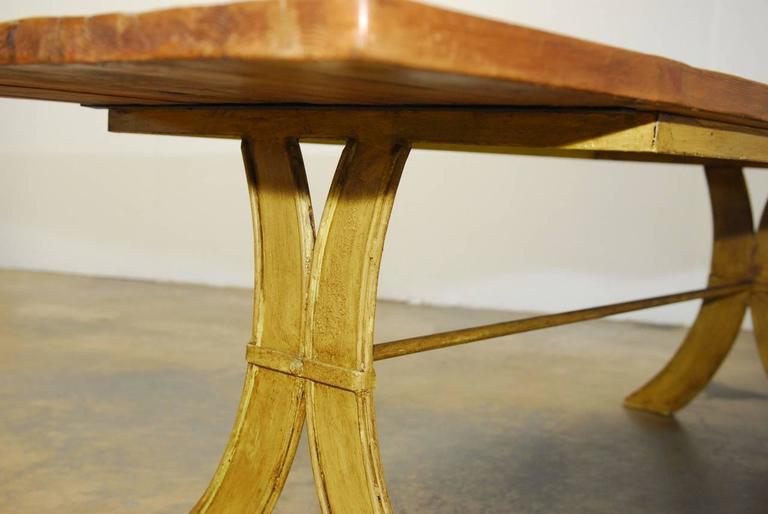 Rustic French Farm Table with Iron Base at 1stDibs