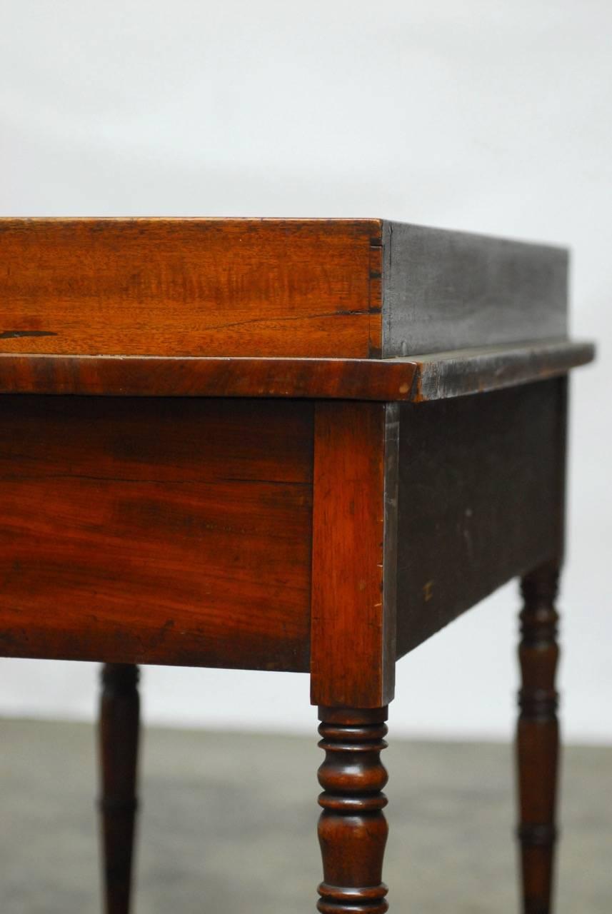 Brass 19th Century English Mahogany Writing Table