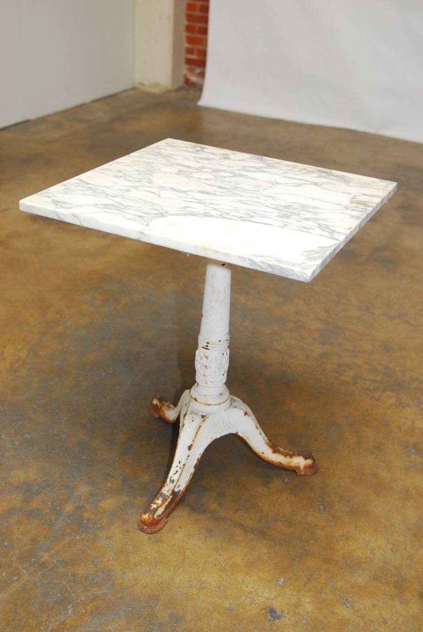 French Marble-Top Bistro Table In Distressed Condition In Rio Vista, CA