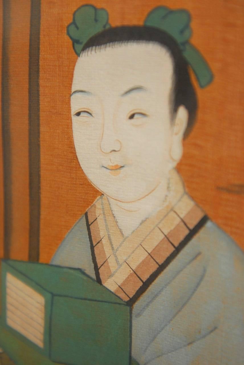 Chinese Watercolor Ancestor Portrait In Excellent Condition In Rio Vista, CA