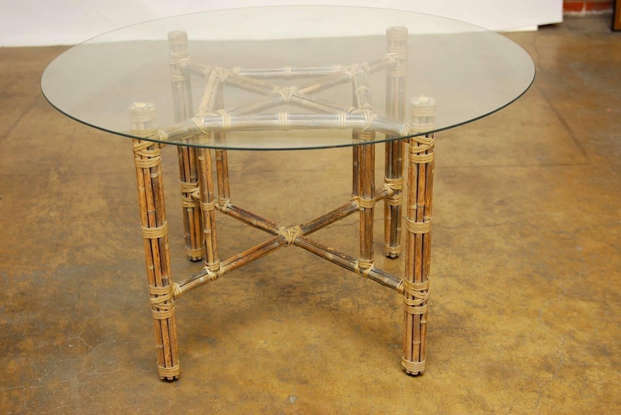 Organic Modern Reeded Bamboo Dining Table by McGuire In Excellent Condition In Rio Vista, CA