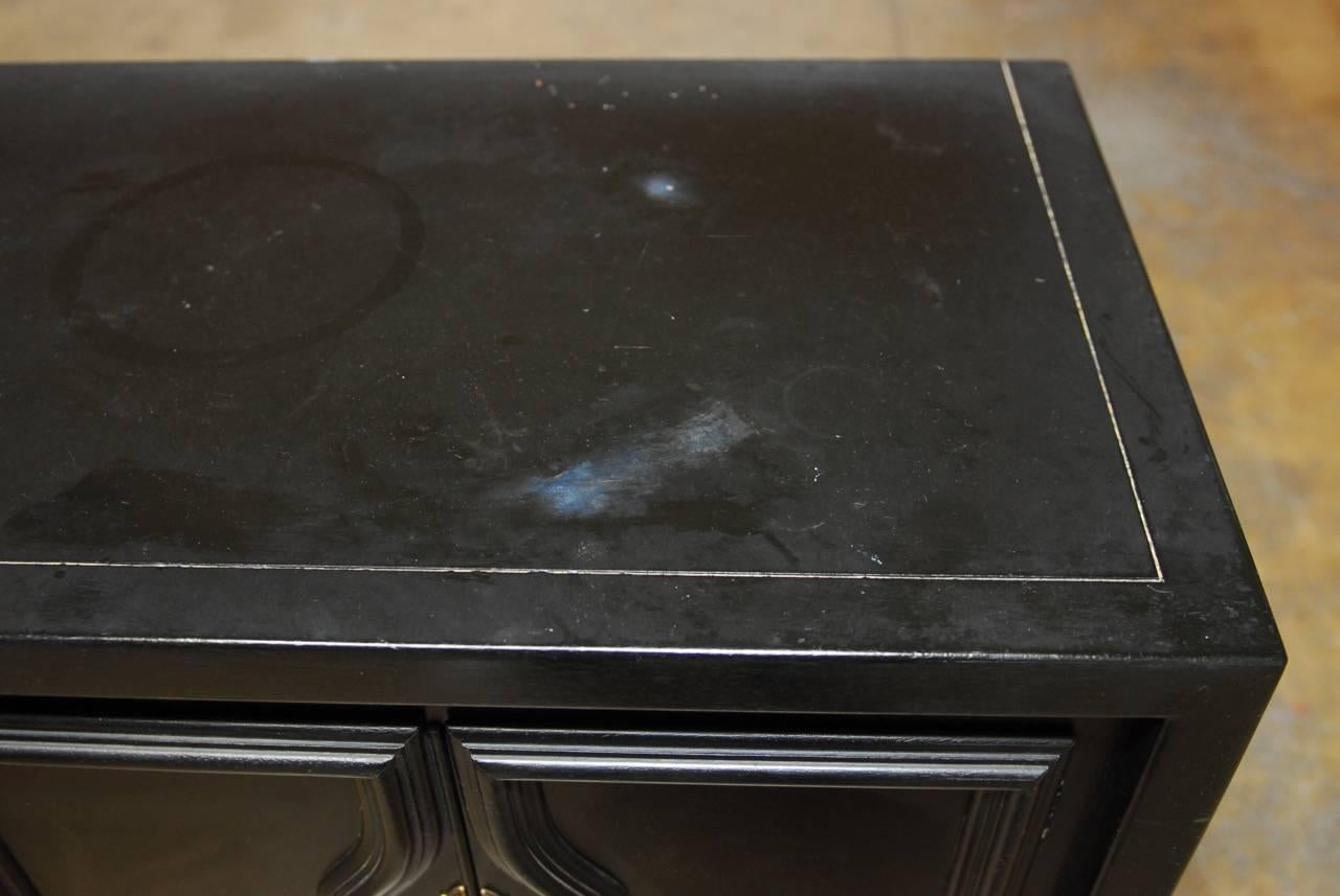 Metal Black Lacquer Sideboard in the Style of James Mont for Century Furniture