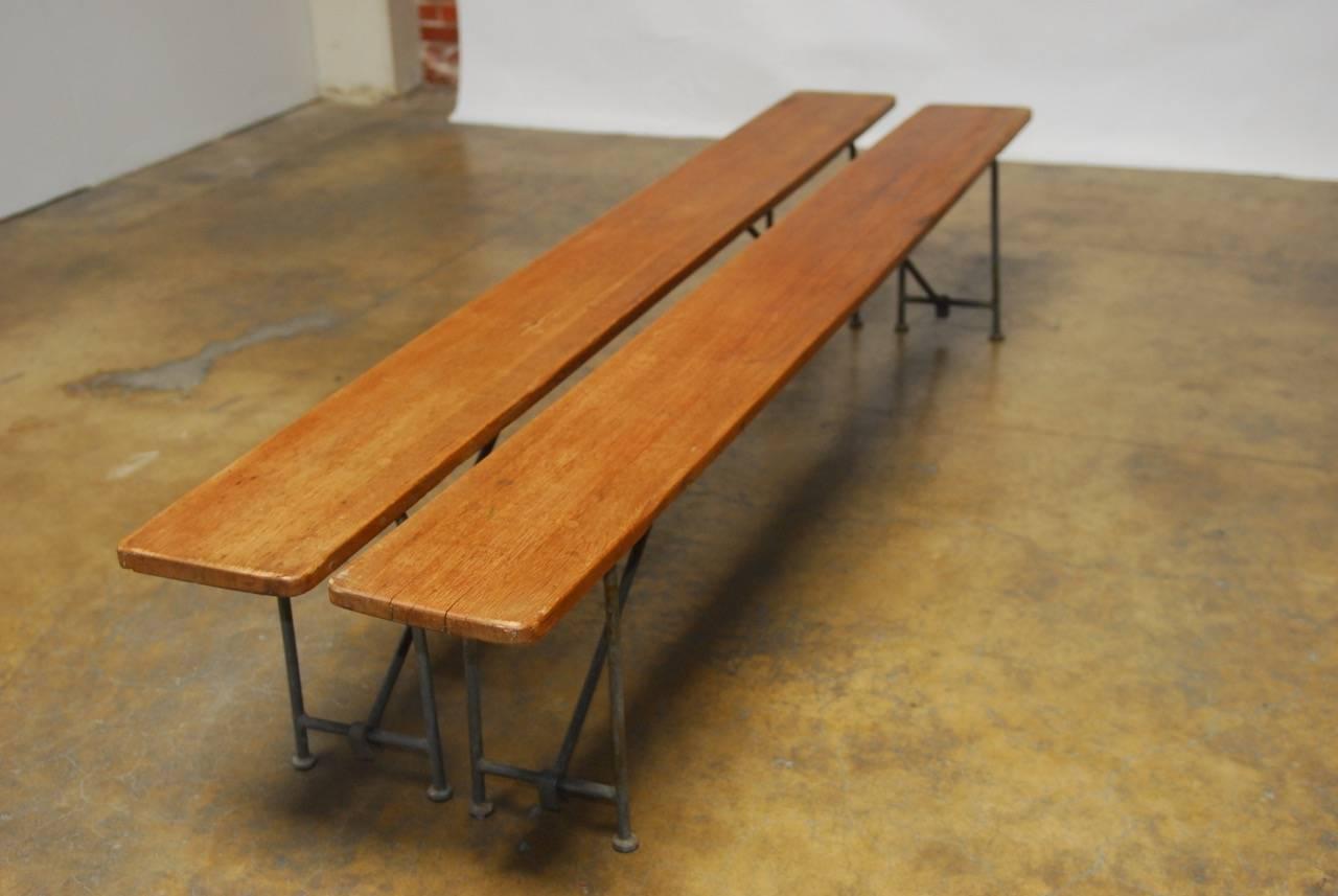 20th Century Pair of Nautical Navy Pine Campaign Benches